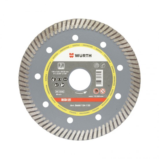 Wurth Διαμαντόδισκος Κοπής Turbo για Δομικά Υλικά - 115mm Wurth Διαμαντόδισκος Κοπής Turbo για Δομικά Υλικά - 115mm