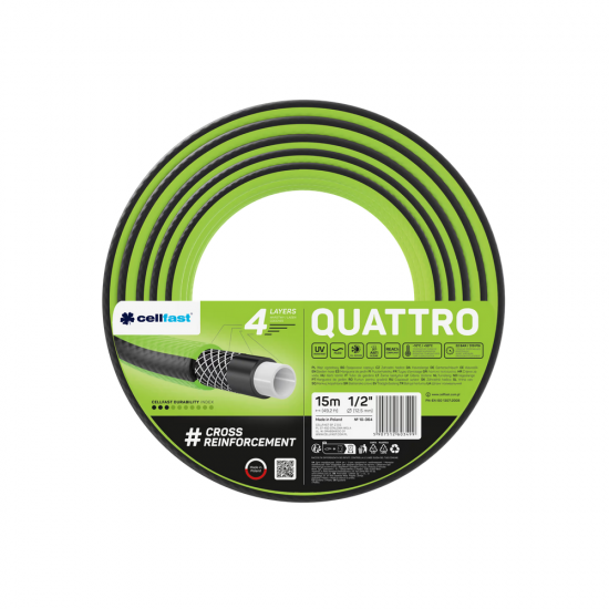 Cellfast Λάστιχο Ποτίσματος QUATTRO 1/2" - 15m (4 Στρώσεων)